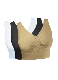 Discount BADER Dreierpack Sport-BH „Sporty“ WEISS-SCHWARZ-HAUT