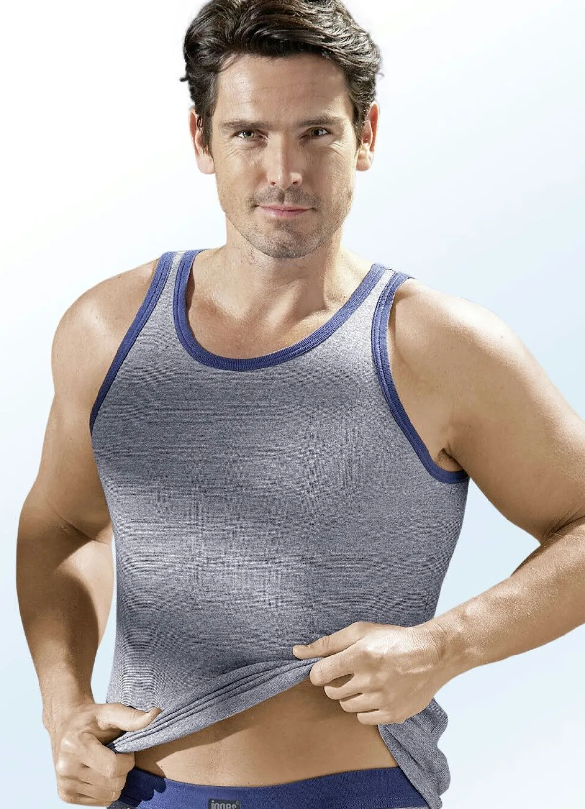 New BADER Dreierpack Sportjacken aus Feinripp, uni 2X JEANSBLAU MELIERT, 1X INDIGO