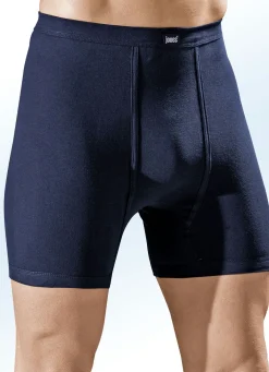 Discount BADER Dreierpack Unterhosen aus Feinripp mit Eingriff, uni bunt 2X MARINE, 1X HELLGRAU