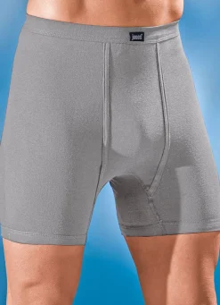Discount BADER Dreierpack Unterhosen aus Feinripp mit Eingriff, uni bunt 2X MARINE, 1X HELLGRAU