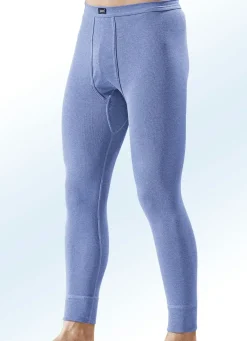 BADER Dreierpack Unterhosen aus Feinripp mit Eingriff 2X STEINGRAU MELIERT, 1X JEANSBLAU MELIERT