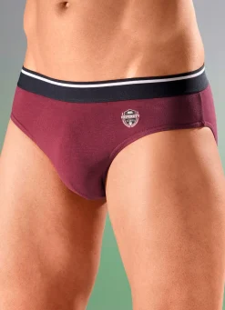 New BADER Dreierpack Slips, uni mit Druckmotiv 2X BORDEAUX, 1X KHAKI, 1X GRAU MELIERT