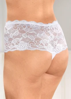 Outlet BADER Dreierpack String-Pants aus elastischer Spitze WEISS
