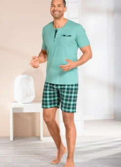 BADER Dreiteiliges Shorty mit Knopfleiste und Brusttasche 1X TANNENGRÜN, 1X MINTGRÜN