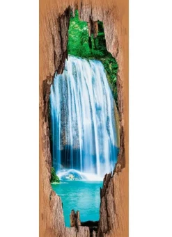 BADER 3D-Tür-Sticker Wasserfälle BLAU