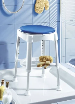 Discount BADER Duschhocker mit Softsitz WEISS-BLAU