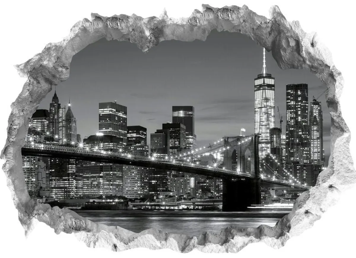 Sale BADER 3D-Wand-Tattoo New York mit beeindruckendem 3D-Effekt GRAU