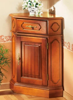 New BADER Eck-Kommode mit eleganten, goldfarbenen Metallgriffen KIRSCHBAUM