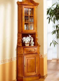 Discount BADER Eckvitrine mit eleganten, goldfarbenen Metallgriffen KIRSCHBAUM