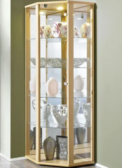 Sale BADER Eck-Vitrine mit LED-Beleuchtung BUCHE