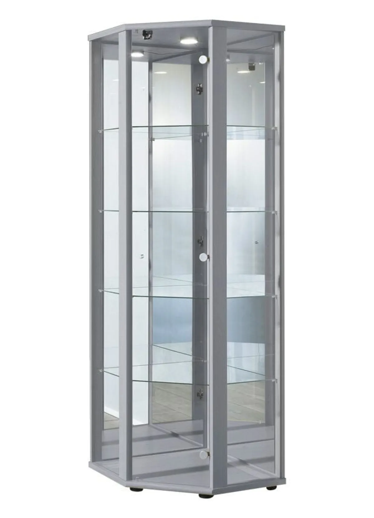 Online BADER Eck-Vitrine mit LED-Beleuchtung ALU