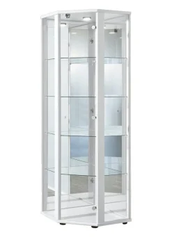 Discount BADER Eck-Vitrine mit LED-Beleuchtung WEISS