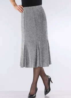 Discount KLAUS MODELLE MADE IN GERMANY Edel schimmernder Bahnenrock SILBERGRAU