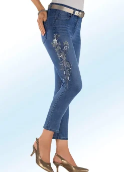 New BADER Edel-Jeans mit funkelnden Pailetten JEANSBLAU