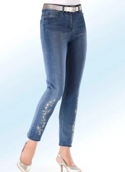 Online BADER Edel-Jeans mit Stickerei-Applikationen und Glitzersteinchen JEANSBLAU