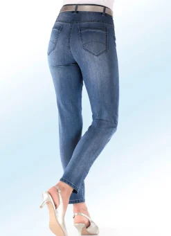 Online BADER Edel-Jeans mit Stickerei-Applikationen und Glitzersteinchen JEANSBLAU
