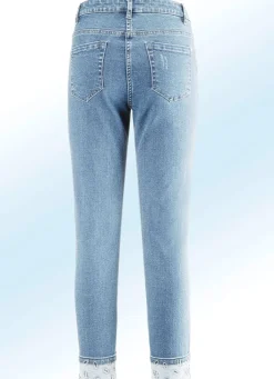 BADER Edel-Jeans in 7/8-Länge mit hübschem Glitzersteinchenbesatz HELLBLAU