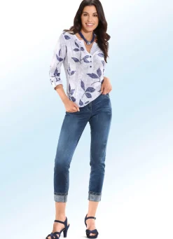BADER Edel-Jeans in 7/8-Länge mit hübschem Glitzersteinchenbesatz JEANSBLAU
