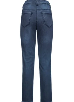 Best BADER Edel-Jeans mit tollen Glitzersteinchen und Fransensaum DUNKELBLAU