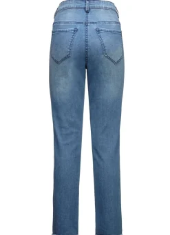 Outlet BADER Edel-Jeans mit tollen Glitzersteinchen und Fransensaum HELLBLAU