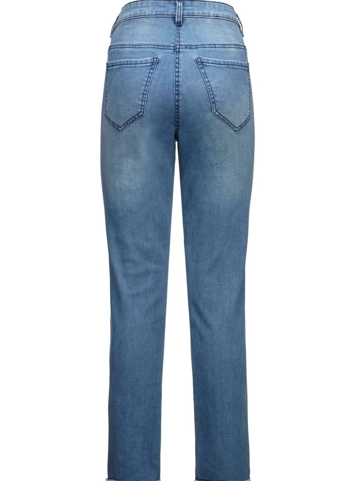 Outlet BADER Edel-Jeans mit tollen Glitzersteinchen und Fransensaum HELLBLAU