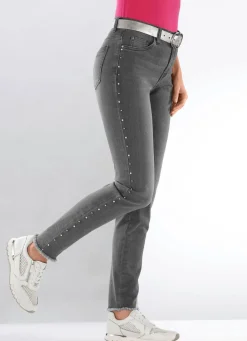 Sale BADER Edel-Jeans mit tollen Zierperlen ANTHRAZIT