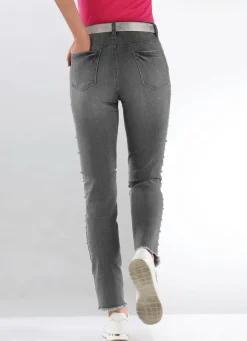 Sale BADER Edel-Jeans mit tollen Zierperlen ANTHRAZIT
