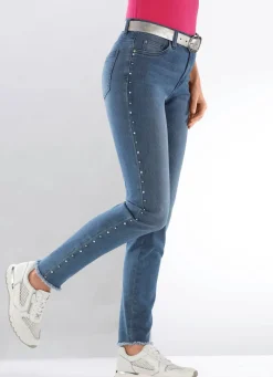 Outlet BADER Edel-Jeans mit tollen Zierperlen JEANSBLAU