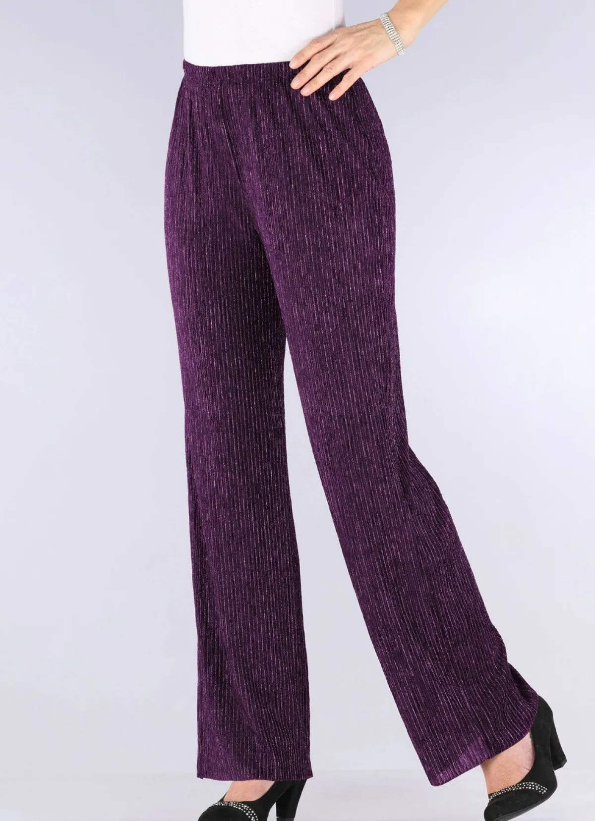 Hot KLAUS MODELLE MADE IN GERMANY Edel schimmernde Hose BEERE