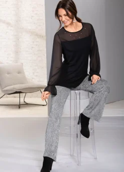 New KLAUS MODELLE MADE IN GERMANY Edel schimmernde Hose SILBERGRAU