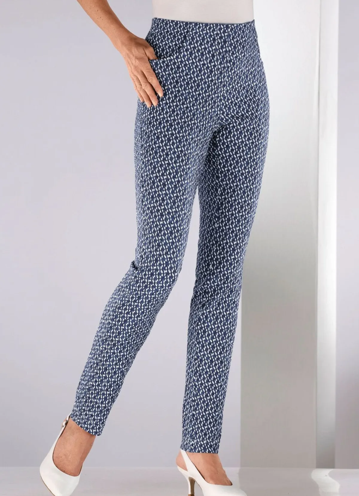Hot BADER Edle Hose von Adelina MARINE-ECRU