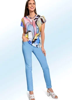 Hot ASCARI Edle Hose mit funkelnden Glitzersteinchen AZURBLAU
