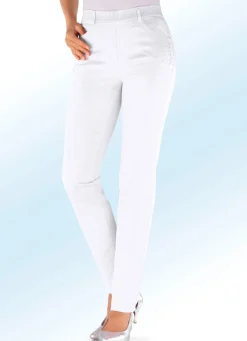 New ASCARI Edle Hose mit funkelnden Glitzersteinchen WEISS