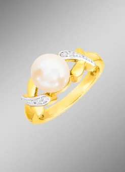 New BADER Edler Damenring mit Diamanten und Akoya-Perle