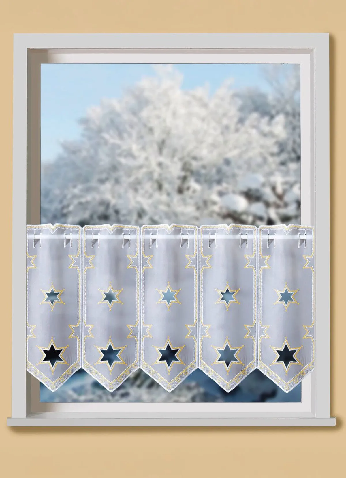 Hot PLAUENER STICKEREI Edler Kurzstore mit WEISS-GOLD