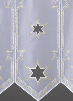 Hot PLAUENER STICKEREI Edler Kurzstore mit WEISS-GOLD