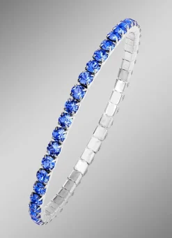 BADER Elastisches Armband aus Edelstahl mit blauen Kristallen