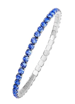 BADER Elastisches Armband aus Edelstahl mit blauen Kristallen