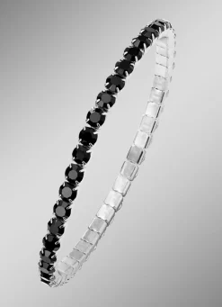 New BADER Elastisches Armband aus Edelstahl mit schwarzen Kristallen
