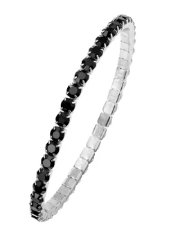 New BADER Elastisches Armband aus Edelstahl mit schwarzen Kristallen
