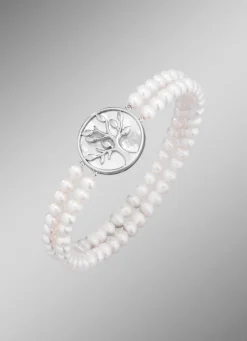 Online BADER Elastisches 2-reihiges Armband mit Süßwasser-Zuchtperlen