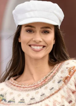 Clearance BADER Elegante Damen-Ballonmütze, mit rückwärtigem Elastikeinsatz WEISS