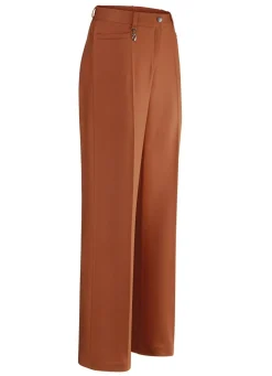 Outlet KLAUS MODELLE MADE IN GERMANY Elegante Hose mit apartem Zieranhänger COGNAC