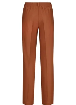 Outlet KLAUS MODELLE MADE IN GERMANY Elegante Hose mit apartem Zieranhänger COGNAC