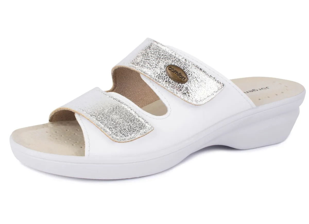 Sale BADER Elegante Klett-Pantolette silberfarben