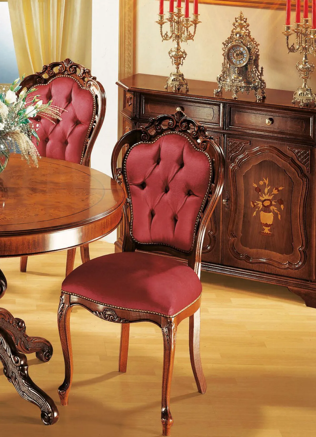 Best BADER Elegante Esszimmer-Stühle oder Sessel ROT/NUSSBAUM