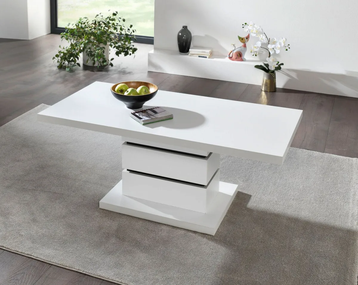 Discount BADER Eleganter Couchtisch mit Marmor-Optik WEISS-SCHWARZ