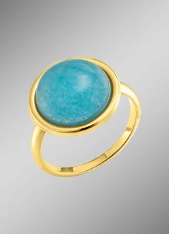 BADER Eleganter Damenring mit echt blauem Chalcedon
