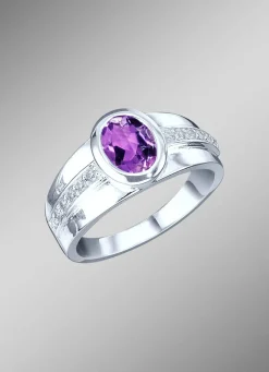 Sale BADER Eleganter Damenring mit echt Amethyst und synth. Zirkonia
