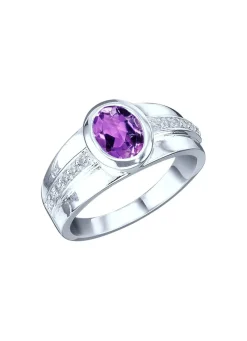 Sale BADER Eleganter Damenring mit echt Amethyst und synth. Zirkonia